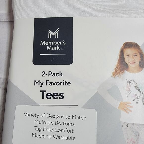 Member's Mark Girl's 2-Pack My Favorite Long Sleeve Tees Unicorn Pink Size 10/12 - Picture 4 of 6